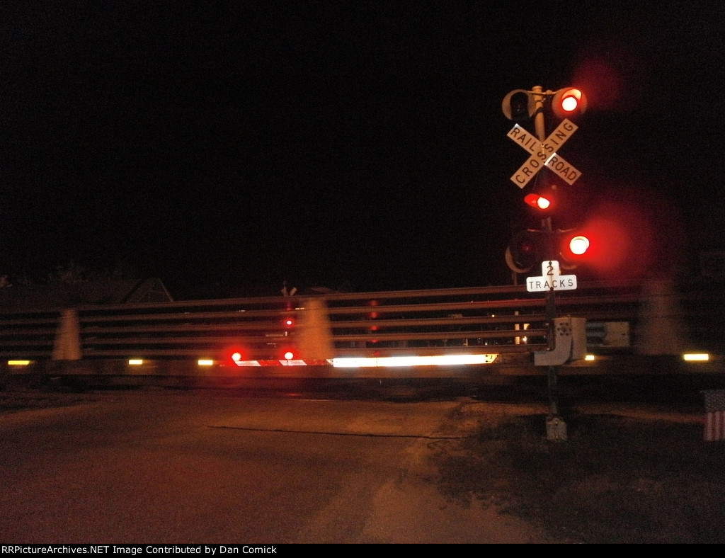 Welded Rail Crosses Stanwood At Night